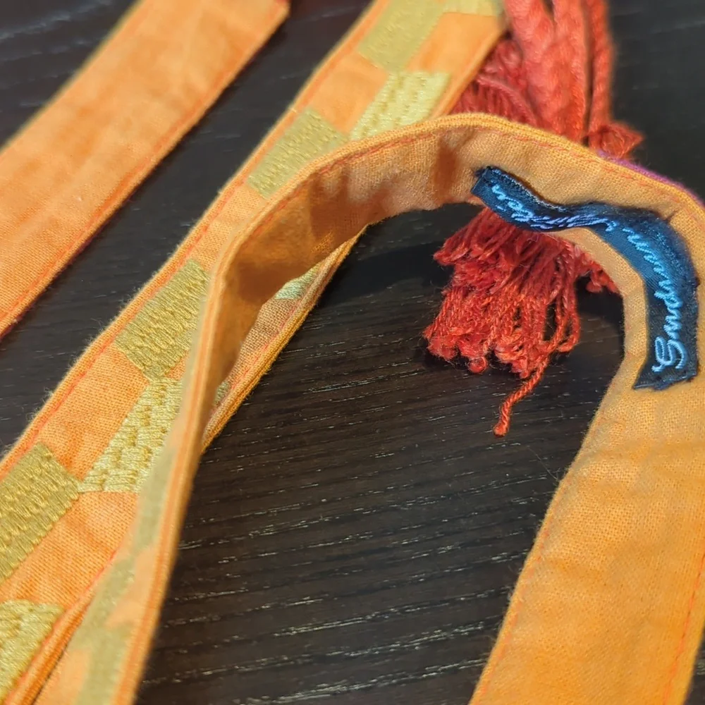Embroidered double sided belt 2.6m wrap-around boho style orange Gudrun Sjoden - Picture 7 of 13